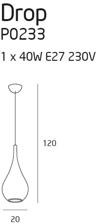 Drop Lampa Wisząca Czarna