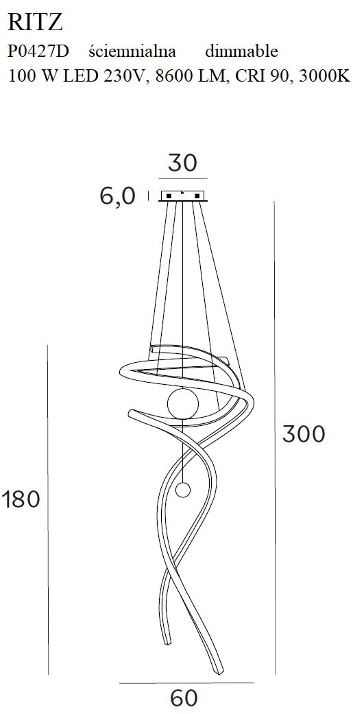 Lollipop Pendant Lamp Brass