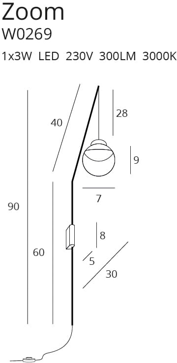 Zoom kinkiet czarny IP44