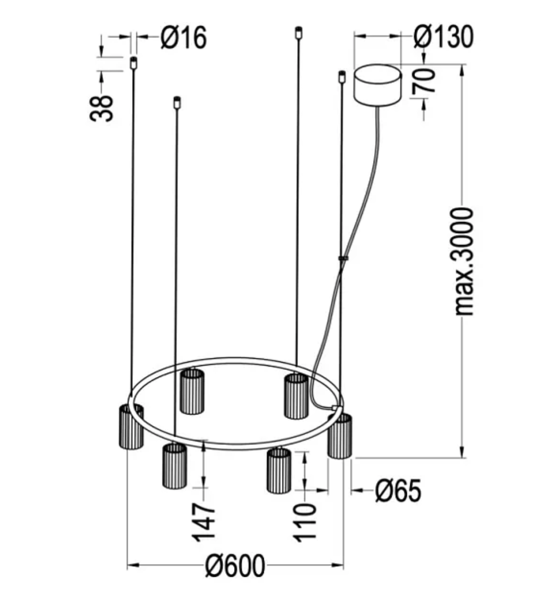 Donna Black Hanging Lamp
