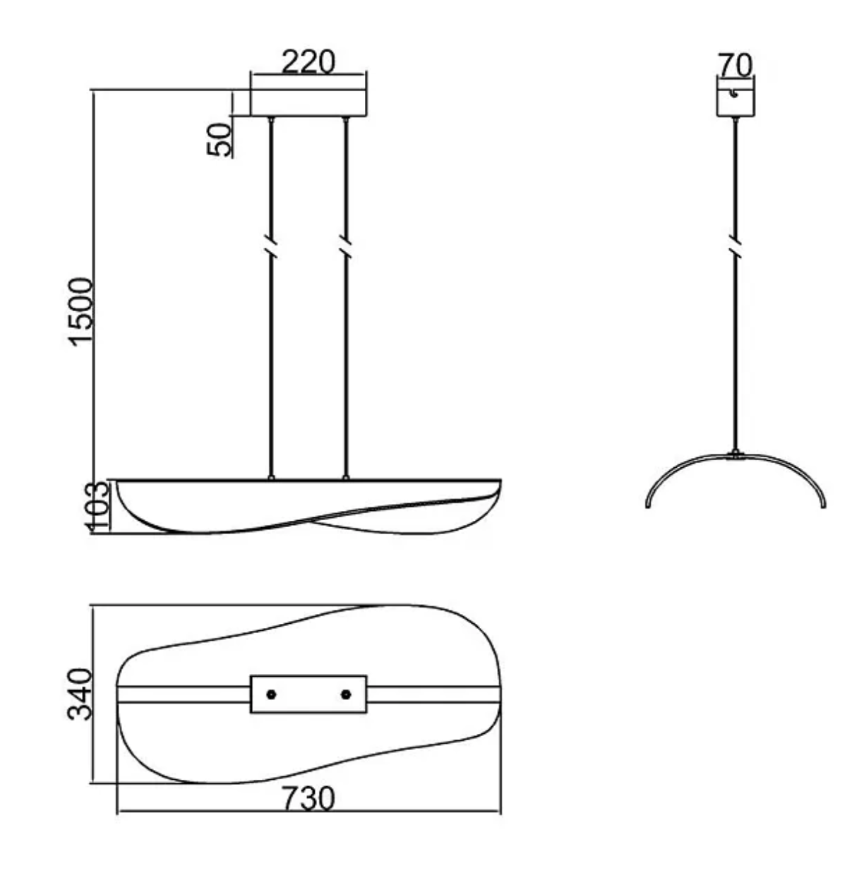 Bianca Lampa Wisząca Biała/Transparentna 73 cm