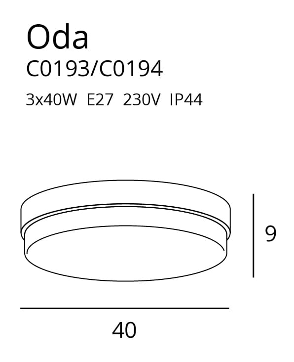 Plafon Oda czarny IP44
