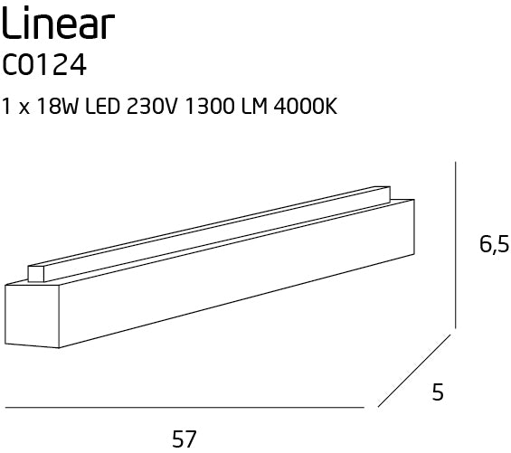 Lampa sufitowa linear 57cm biała