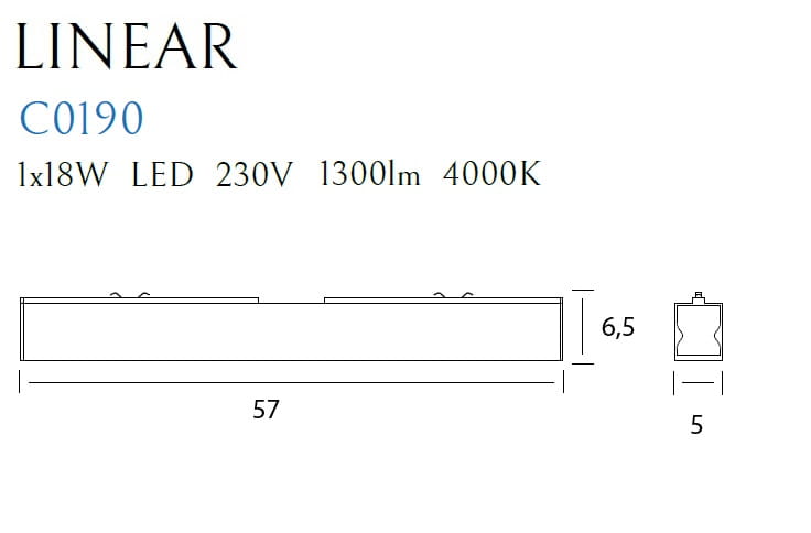Lampa sufitowa linear 57cm czarna