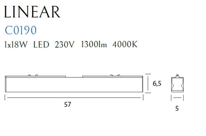Lampa sufitowa linear 57cm czarna