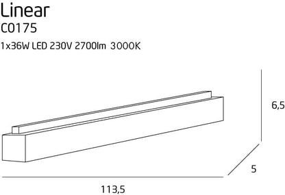 Lampa sufitowa linear 113cm czarna ściemniana