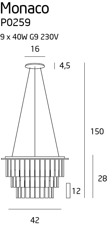Monaco Pendant Lamp Gold P0423