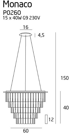 Monaco chrom Lampa Wisząca Chrom P0260