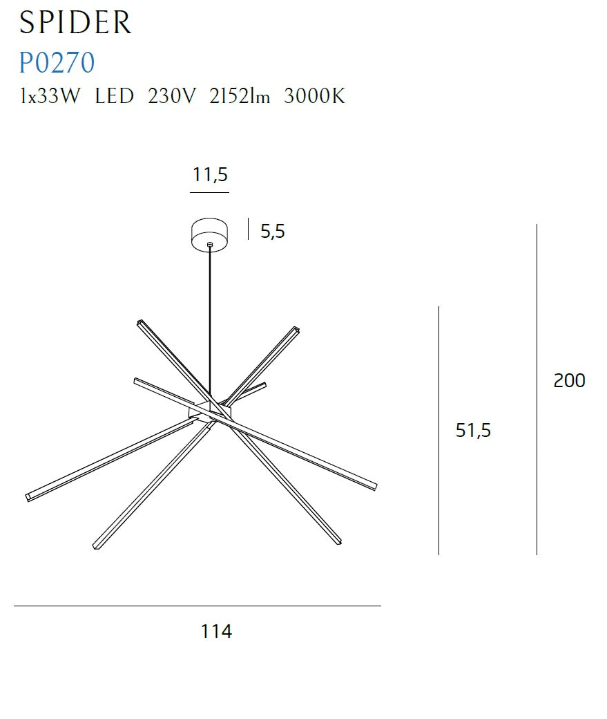 Spider Lampa Wisząca Biała