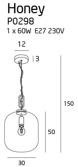 Honey Smoky Lampa Wisząca P0298