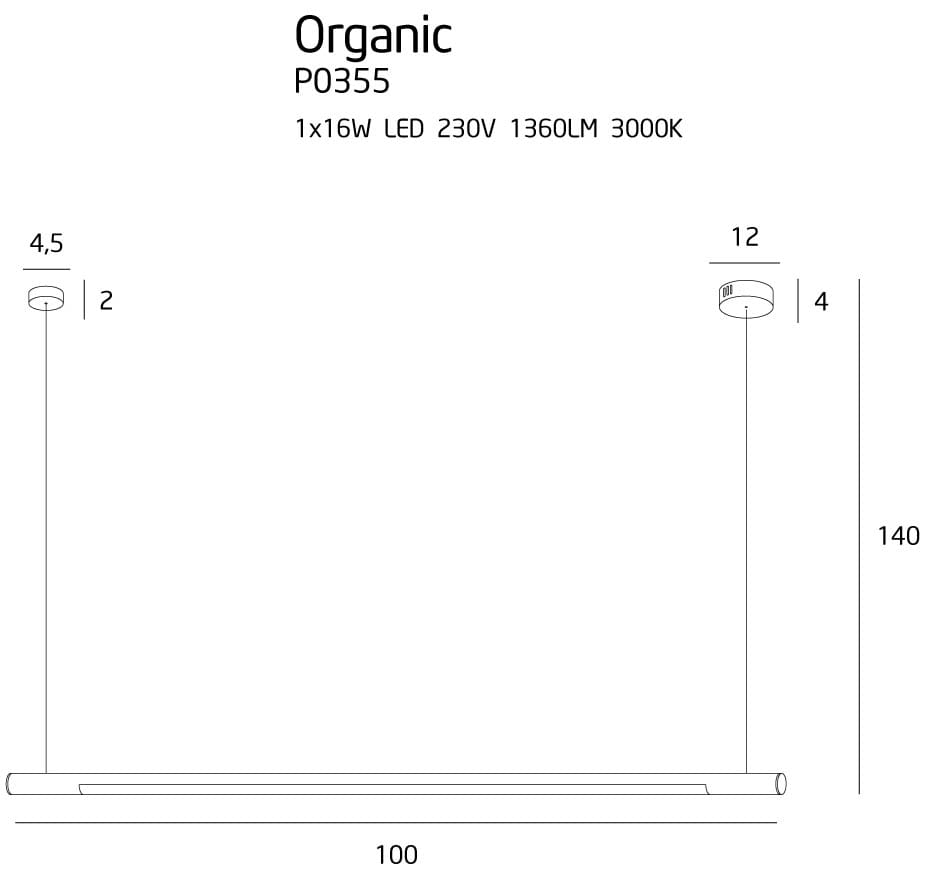 Organic Horizon Lampa Wisząca Chrom P0355