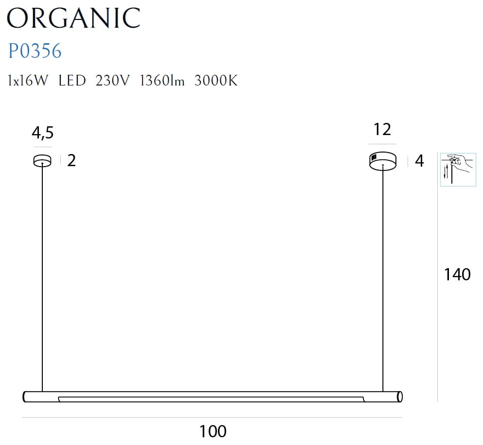 Organic Horizon Lampa Wisząca Ściemnialna Złota P0356D