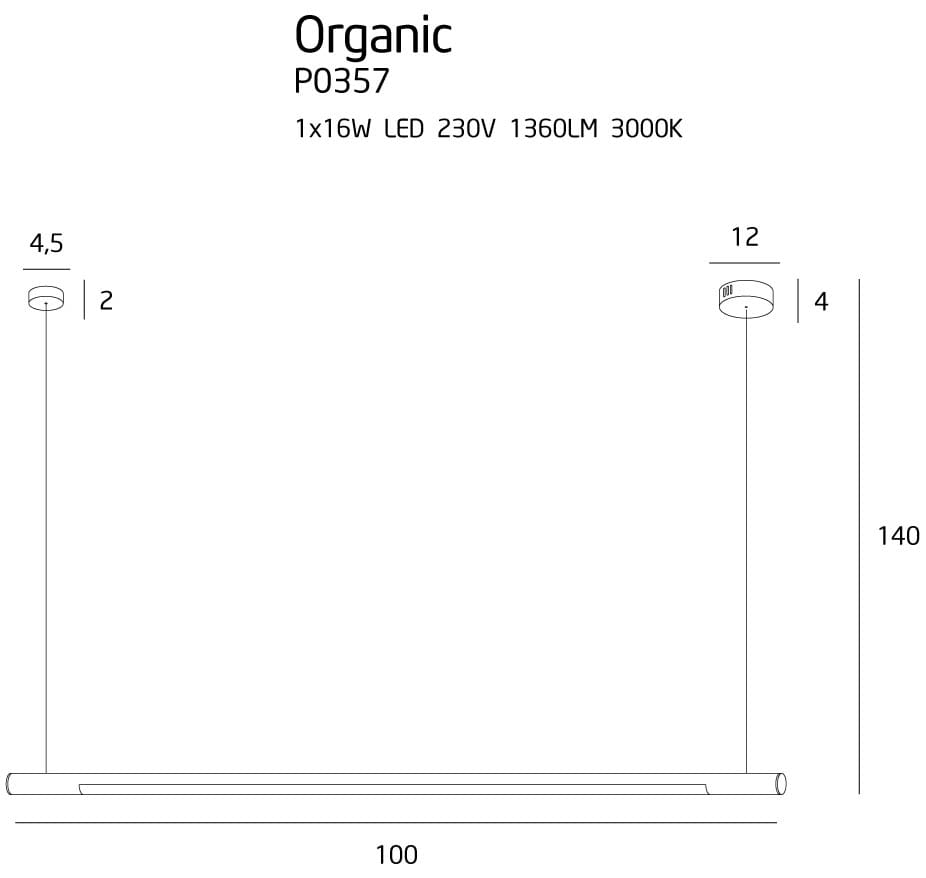 Organic Horizon Lampa Wisząca Biała P0357