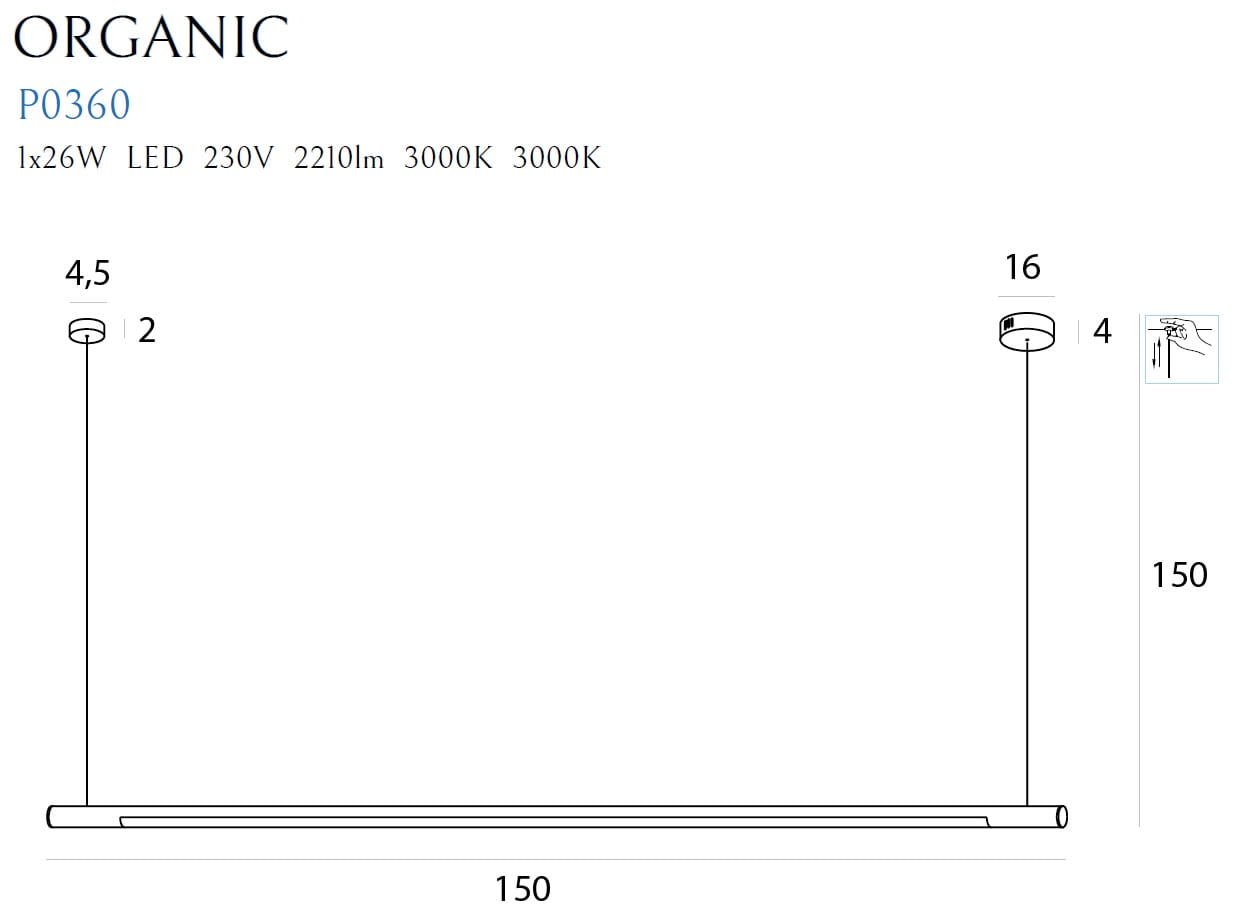 Organic Horizon Lampa Wisząca Ściemnialna Złota P0360D