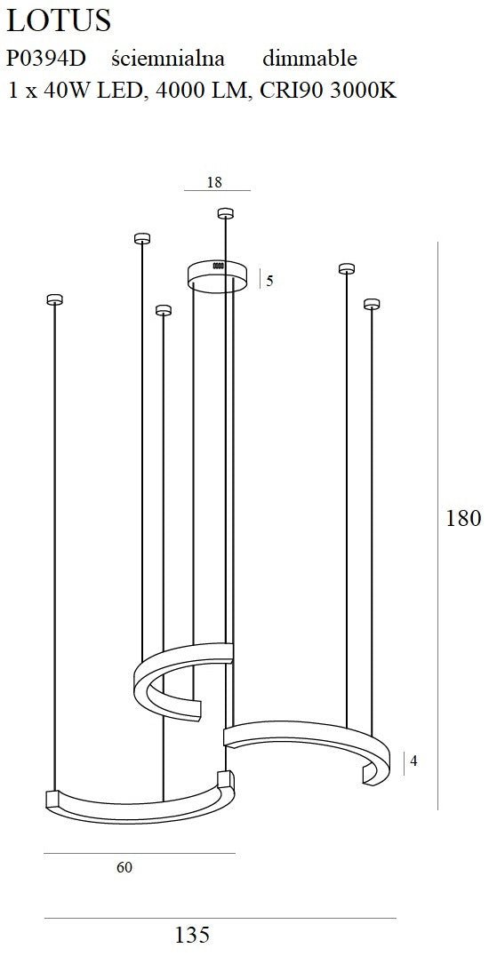 Lotus Lampa Wisząca Złota P0394D