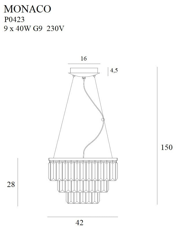 Monaco Lampa Wisząca Złota P0423