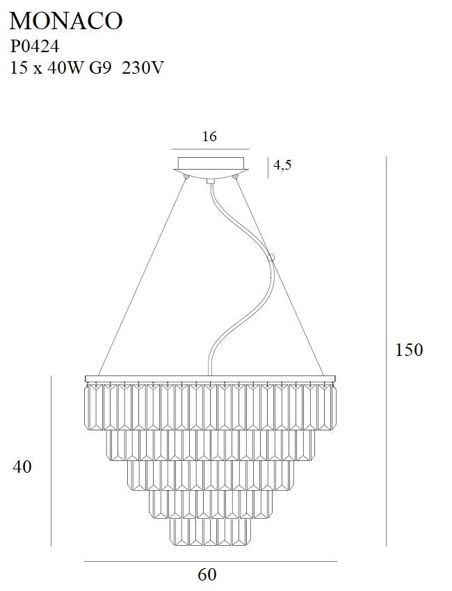 Monaco Lampa Wisząca Złota P0424