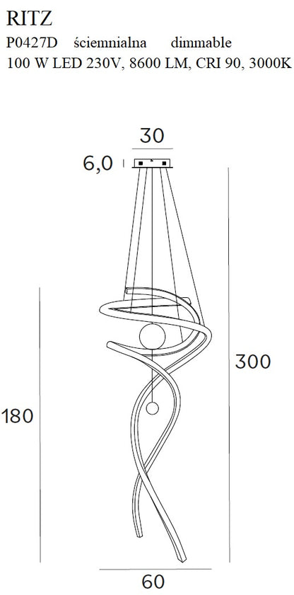 Lollipop Pendant Lamp Brass