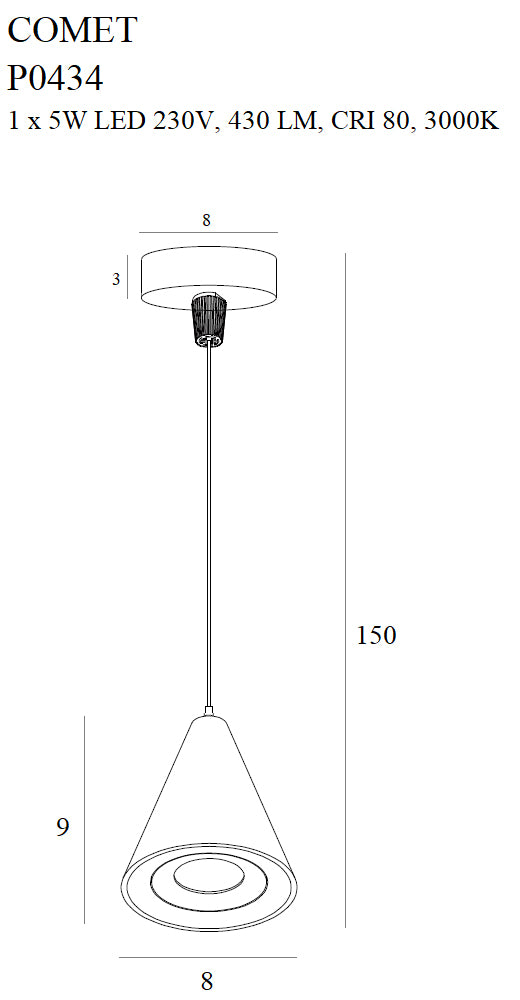 Comet Bell Lampa Wisząca Czarna