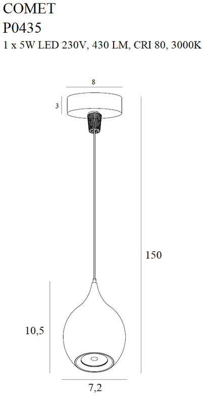Comet Drop Lampa Wisząca Czarna