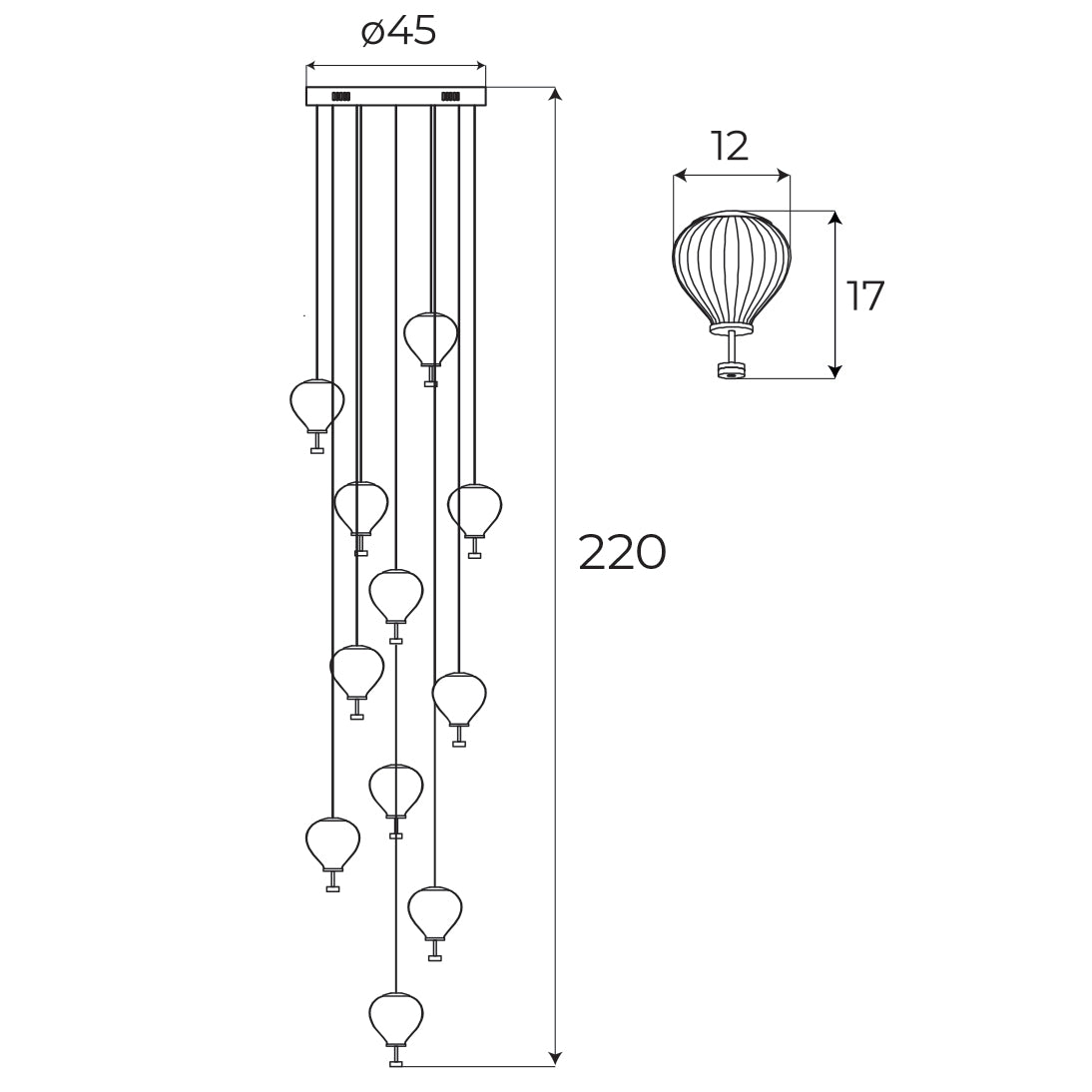 Lollipop Pendant Lamp Brass
