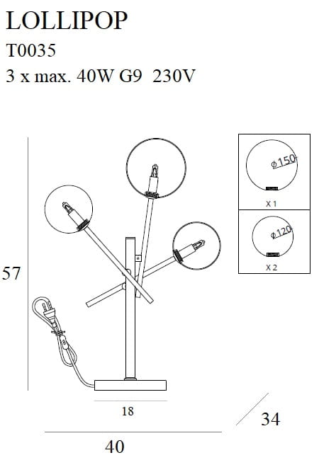 Lollipop Pendant Lamp Brass