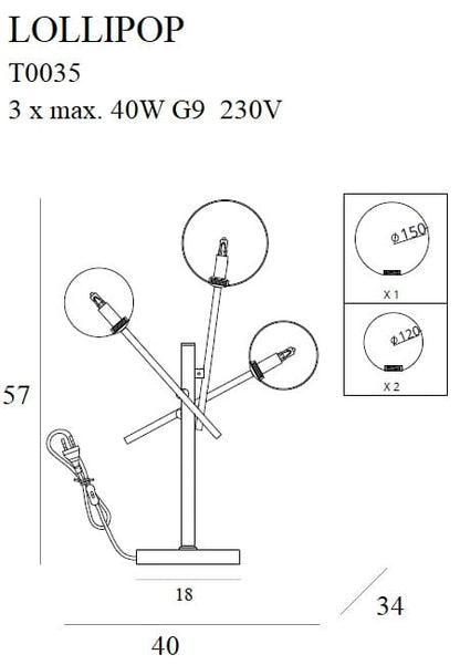 Lollipop Pendant Lamp Brass
