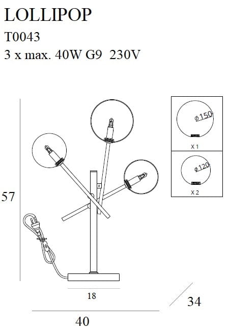 Lollipop lampa stołowa czarna