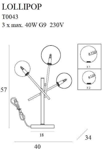 Lollipop lampa stołowa czarna