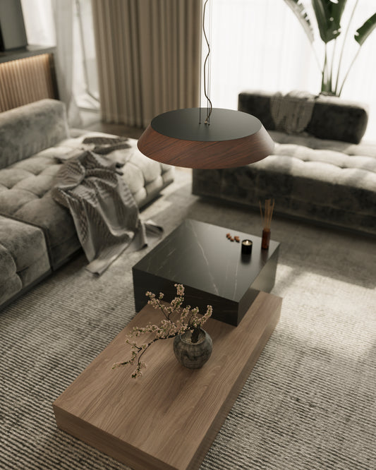 Tamago Dark Walnut Wood Hanging Lamp
