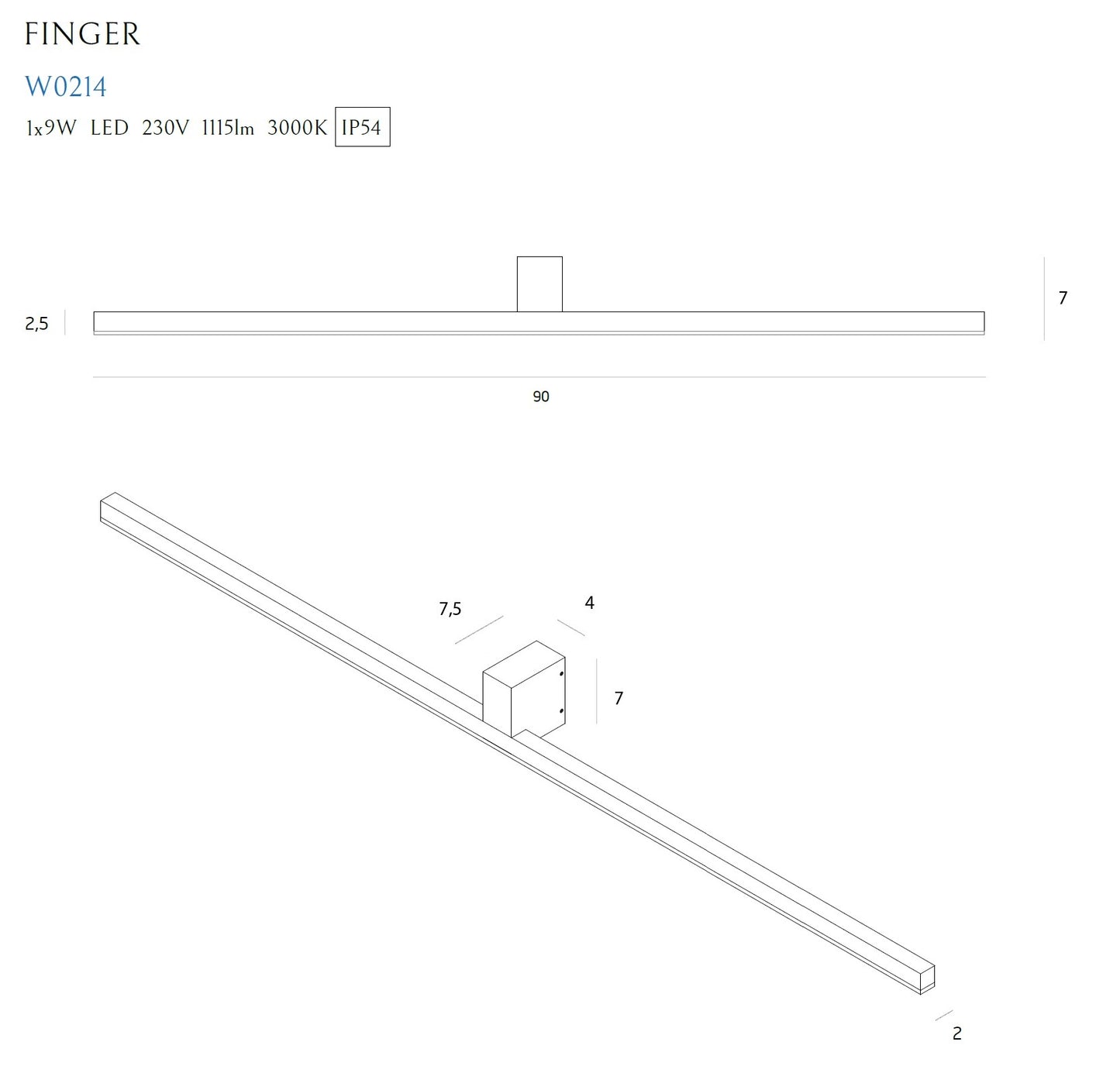 Finger kinkiet biały IP54
