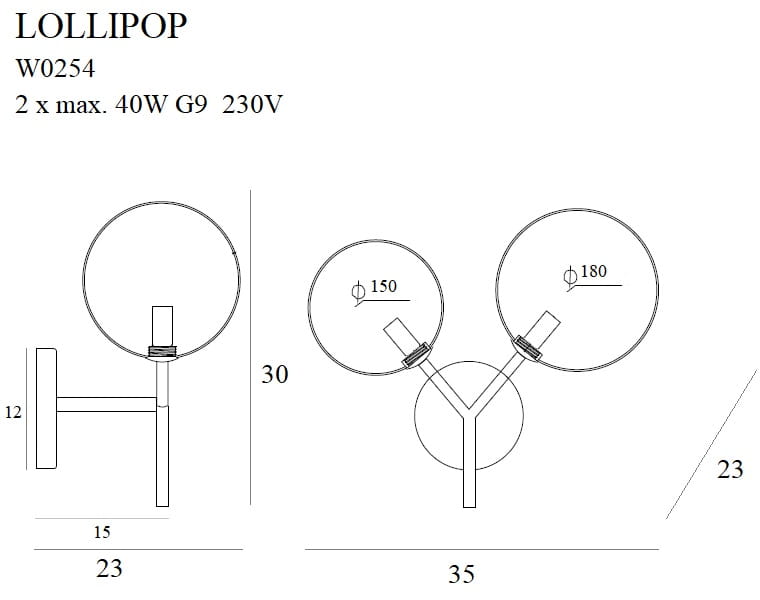 Lollipop Pendant Lamp Brass
