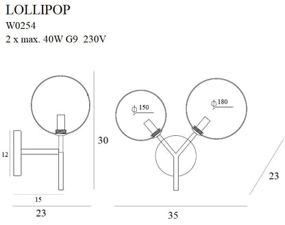 Lollipop Pendant Lamp Brass