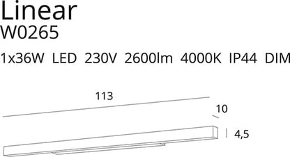 Kinkiet linear biały ściemniany IP44