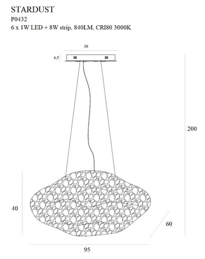 Stardust Lampa Wisząca Złota