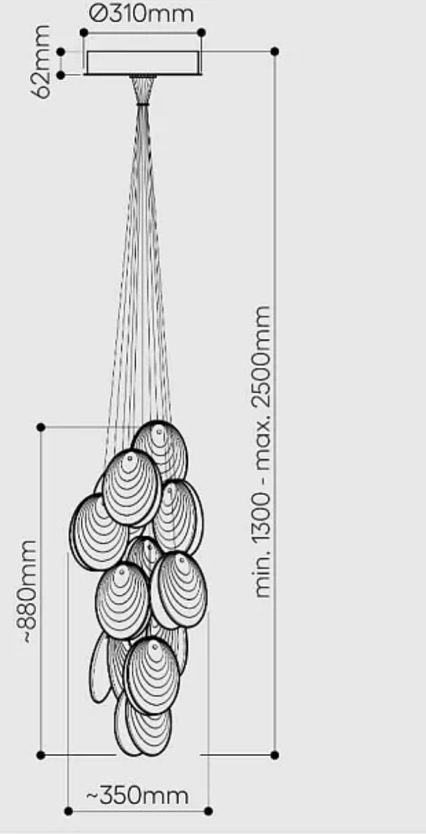 Mussels Lampa Wisząca Cluster 12