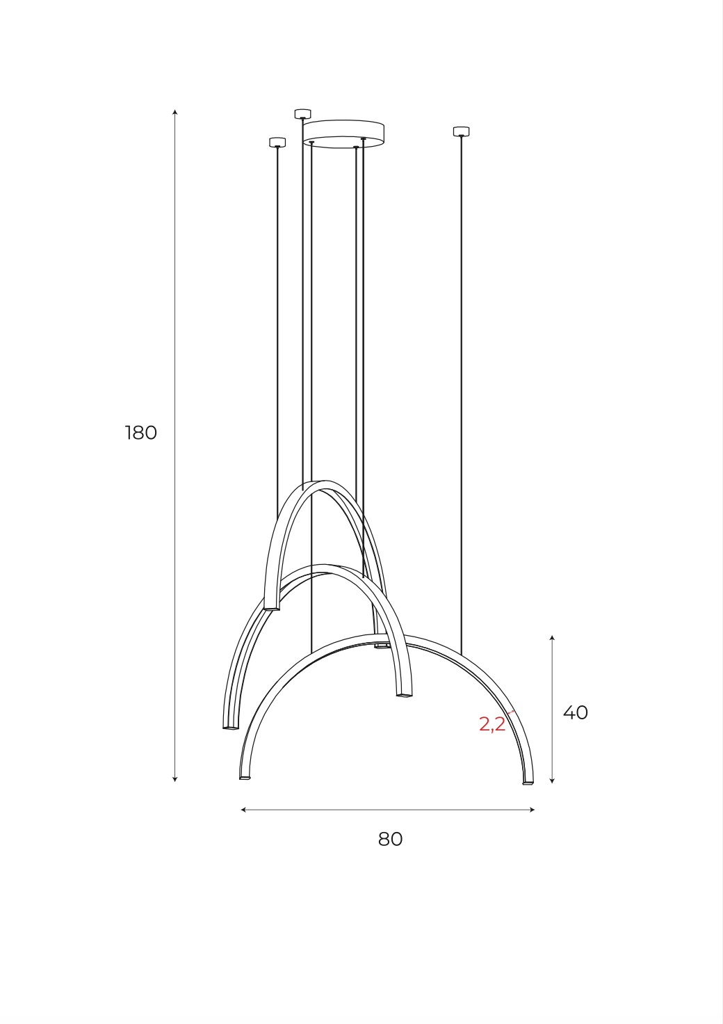 Trio Arc Lampa Wisząca Polished Black P0508