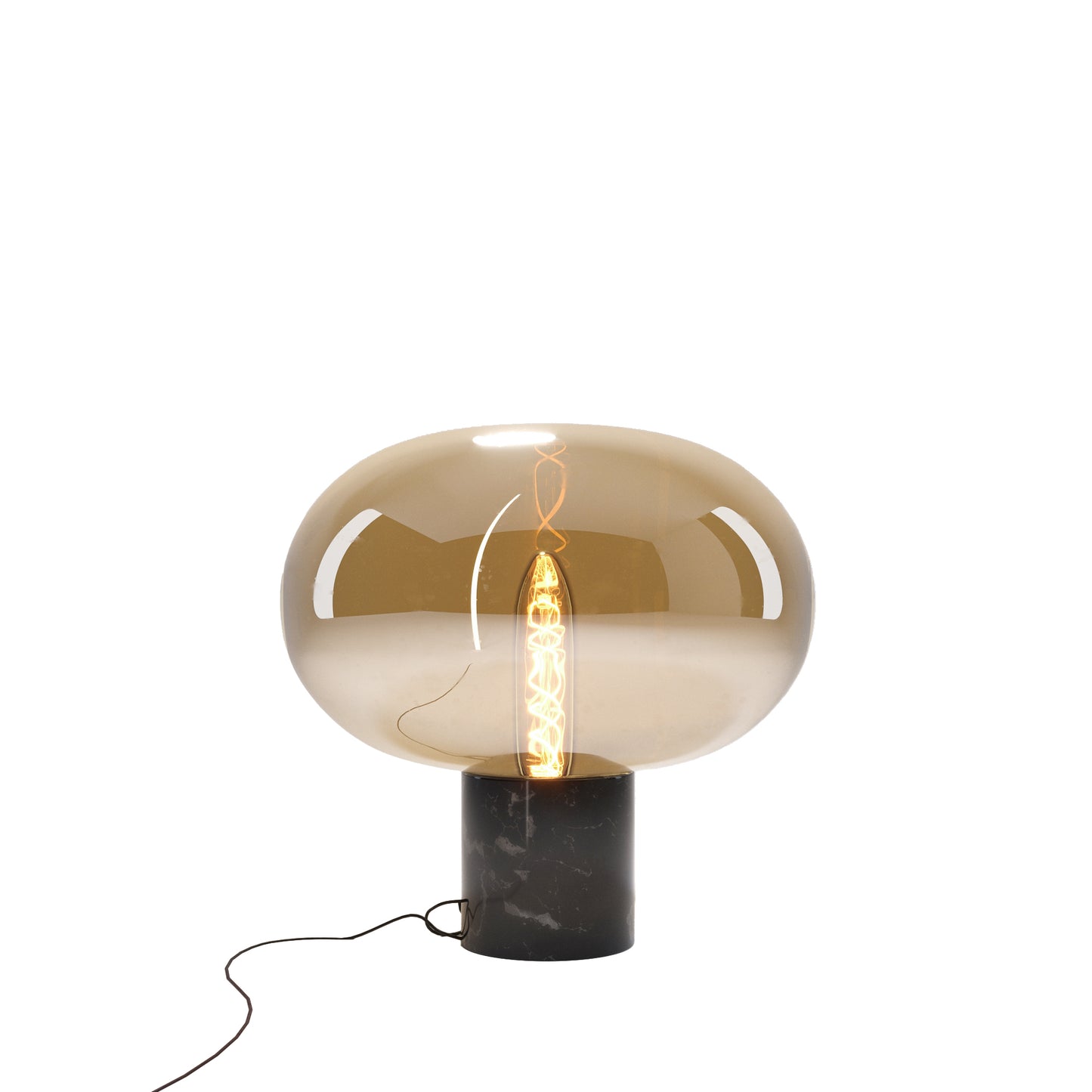 Moonstone lampa stołowa amber glass czarny marmur